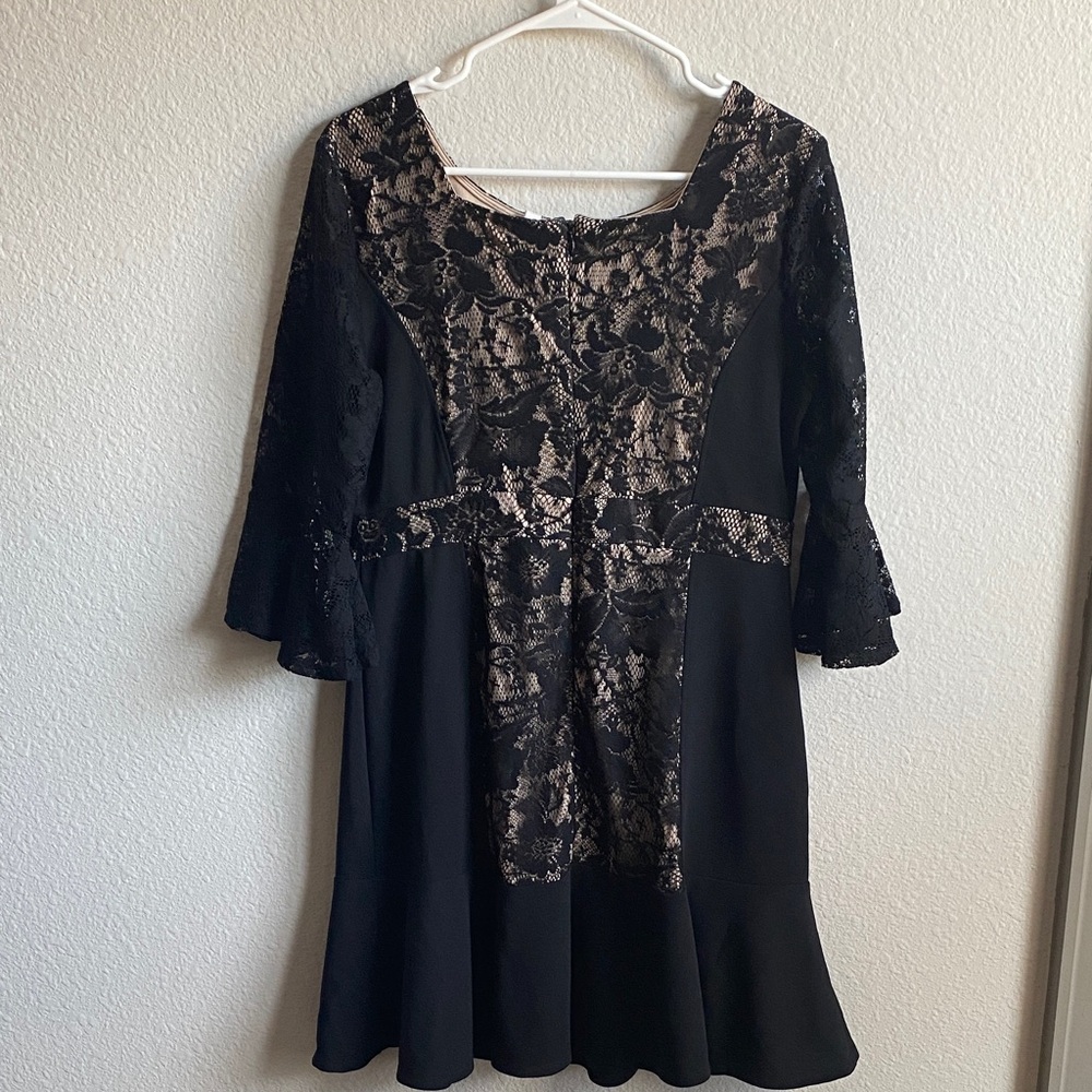 NY Collection Black and Beige Lace Dress - Picture 9 of 11